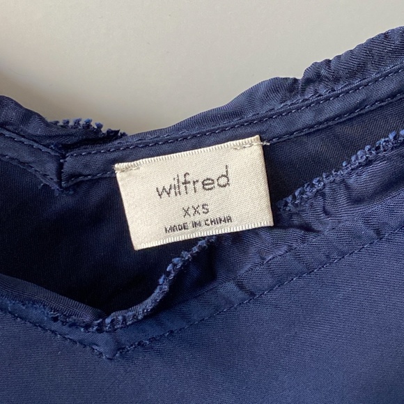 Aritzia Wilfred 100% Cupro Ruffle Japanese Satin Camisole Navy - Picture 5 of 6